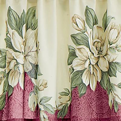 Collections Etc Magnolia Garden Floral Leaf Rod Pocket Window Curtains - Country Cottage Chic Design - Image 2
