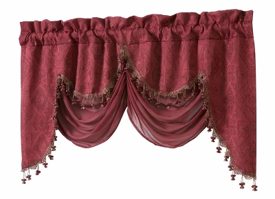 Kate Aurora Georgina Ultra Luxurious Raised Jacquard And Fringed Trimmed Austrian Window Valance - Image 2