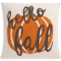 Hello Fall Pillow - Natural/Brown/Bright Orange - 20"x20'' - Safavieh