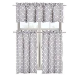 Kate Aurora Shabby Lattice Cotton Blend Kitchen Curtain Tier & Valance Set
