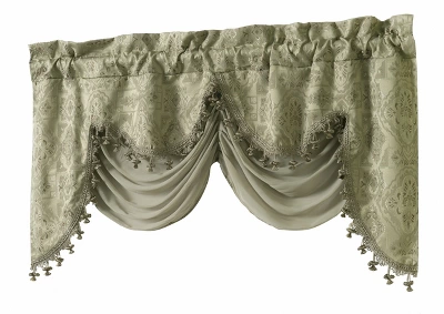 Kate Aurora Georgina Ultra Luxurious Raised Jacquard And Fringed Trimmed Austrian Window Valance - Image 4