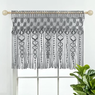 30"x40" Boho Macrame Textured Cotton Window Valance - Lush Décor - Image 6