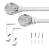 Decorative Drapery Single Rod Set With Acrylic Pumpkin Finials White - Lumi Home Furnishings