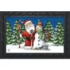 Santa And Snowman Christmas Doormat Primitive Birds 30" X 18" Briarwood Lane