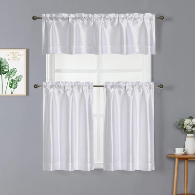 Kate Aurora Parisian Living Complete 3 Piece Lightweight Sheer Cafe Kitchen Curtain Tier & Valance Set - Image 6