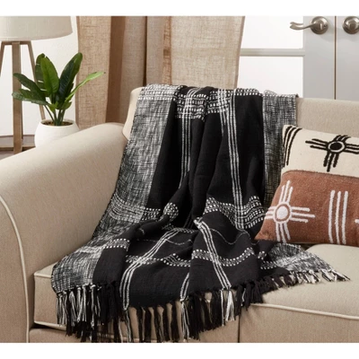 50"x70" Oversized Plaid Cotton Throw Blanket - Saro Lifestyle - Image 3
