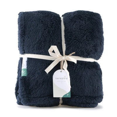 50"x60" 300 Recycled Fluffie Throw Blanket Dark Navy - Berkshire Blanket & Home Co.