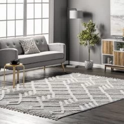 NuLOOM Wylde High Low Soft Shaggy Diamond Moroccan Tassel Area Rug