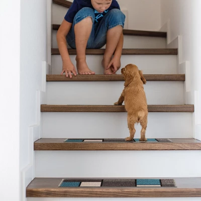 World Rug Gallery Contemporary Modern Boxes Non-Slip Stair Treads - Image 7