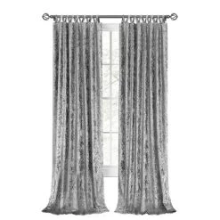 Kate Aurora Park Avenue 2 Piece Criss-Cross Tab Top Velvet Window Curtain Panels