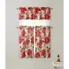 Kate Aurora Christmas Ribbon Complete Semi Sheer Kitchen Curtain Tier & Valance Set