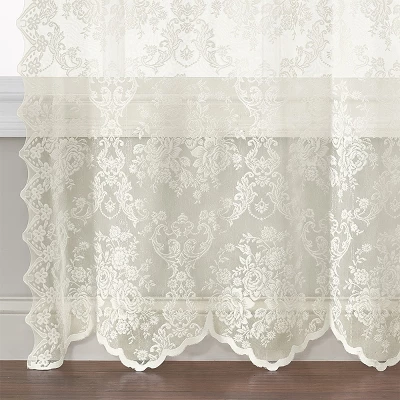 Kate Aurora Shabby Living Lena Floral Lace Complete Kitchen Curtain Tier & Swag Set