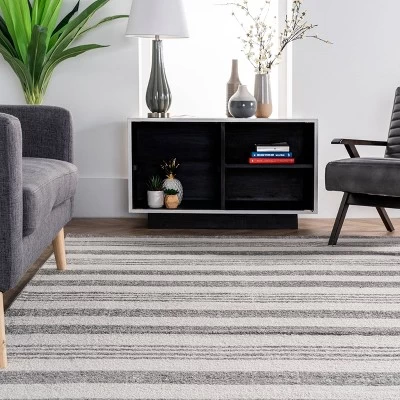 2'6"x6' Striped Kelsi Runner Rug Gray - NuLOOM - Image 6