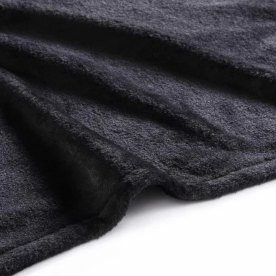 50"x60" Faux Fur Solid Reversible Throw Blanket Black - City Scene
