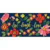Evergreen Live Laugh Love Floral Sassafras Indoor Outdoor Switch Doormat 1'10"x10" Blue