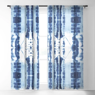 Jacqueline Maldonado Paradigm Blue Single Panel Sheer Window Curtain 64" X 50" - Deny Designs