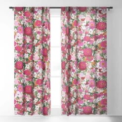 Alison Janssen Never Too Many Flowers Single Panel Sheer Window Curtain - Society6