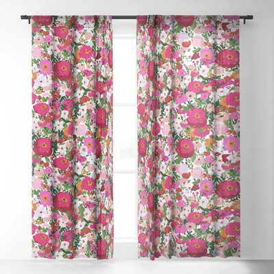 Alison Janssen Never Too Many Flowers Single Panel Sheer Window Curtain - Society6