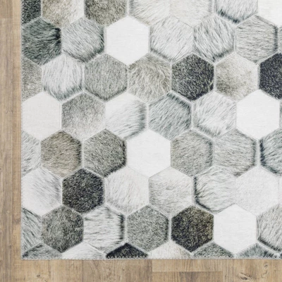 Marcel Geometric Block Animal Print Area Rug White/Gray - Captiv8e Designs - Image 7