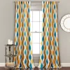 Home Boutique Mid Century Geo Light Filtering Window Curtain Panels Turquoise/Orange 52X84 Set