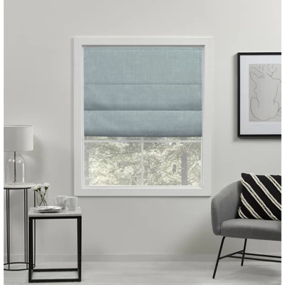 Exclusive Home Acadia 100% Blackout Roman Shade, 23"x64", Aqua - Image 4