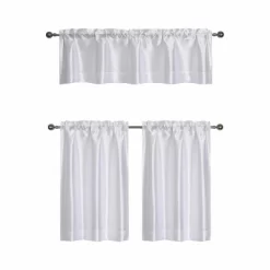 Kate Aurora Parisian Living Complete 3 Piece Lightweight Sheer Cafe Kitchen Curtain Tier & Valance Set