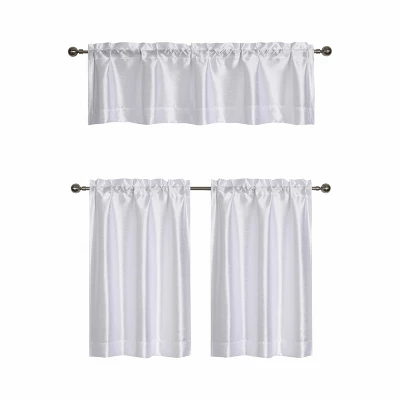 Kate Aurora Parisian Living Complete 3 Piece Lightweight Sheer Cafe Kitchen Curtain Tier & Valance Set