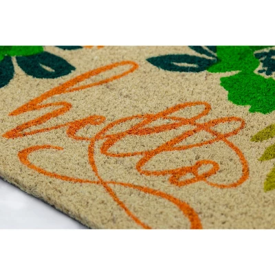 1'4" X 2'4" Unique Blooms Hello Indoor/Outdoor Coir Doormat - Entryways - Image 2
