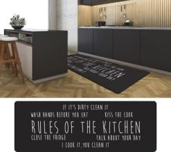 J&V TEXTILES 20" X 55" Oversized Cushioned Anti-Fatigue Kitchen Runner Mat (Rules Of The Kitchen)