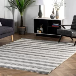 Striped Kelsi Gray Rug - NuLOOM