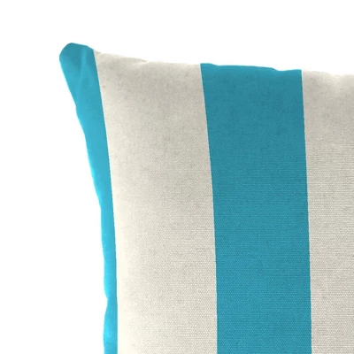 Set Of 2 16" X 16" Outdoor Throw Pillows Washed Turquoise White - Jordan Manufacturing - Image 3