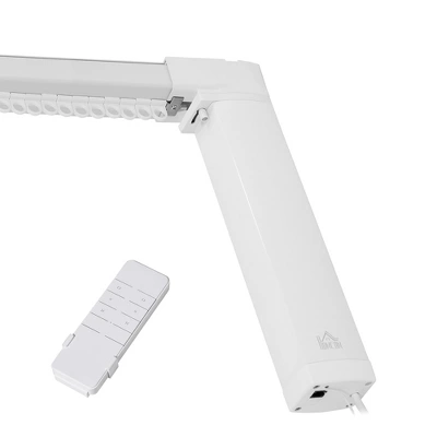 HOMCOM Smart Curtains System With Adjustable Tracks Rod (up To 180 In), Compatible With Alexa, Google Home Voice, WiFi App, Remote Control, White - Image 3