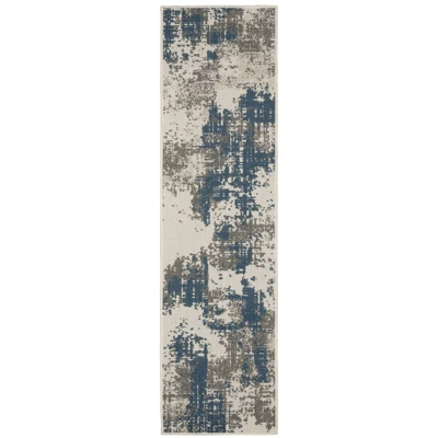 Trinity Modern Distressed Abstract Patio Area Rug Beige/Blue - Captiv8e Designs - Image 9