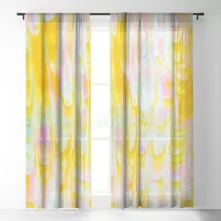SunshineCanteen Marbled Pastel Dreams Single Panel Sheer Window Curtain - Society 6