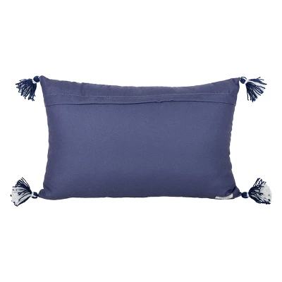 14X22 Inch Hand Woven Geo Pattern Outdoor Pillow Navy Polyester With Polyester Fill By Foreside Home & Garden - Image 3
