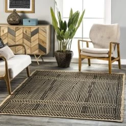 NuLOOM Noel Bohemian Striped Hand Woven Jute Area Rug