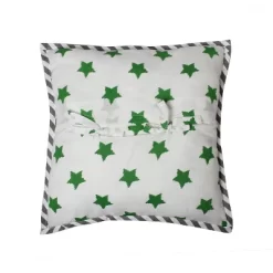 Bacati - Soccerball Green/Grey Muslin Throw Pillow