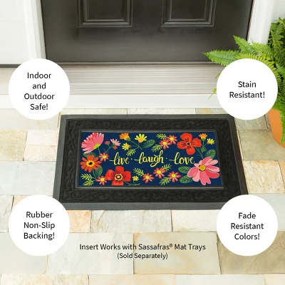 Evergreen Live Laugh Love Floral Sassafras Indoor Outdoor Switch Doormat 1'10"x10" Blue - Image 4