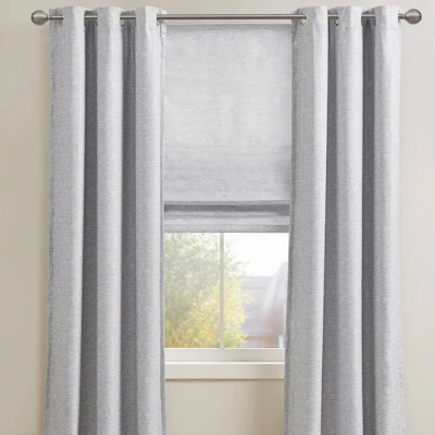 Aberdeen Printed Faux Silk Room Darkening Cordless Roman Blinds And Shade Gray - Image 9