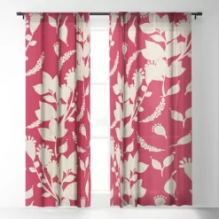 Viviana Gonzalez Floral Magenta Vibes Single Panel Sheer Window Curtain - Deny Designs