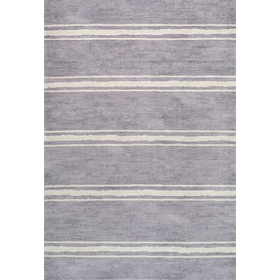 Bande Distressed Ticking Stripe Machine-Washable Area Rug - JONATHAN Y