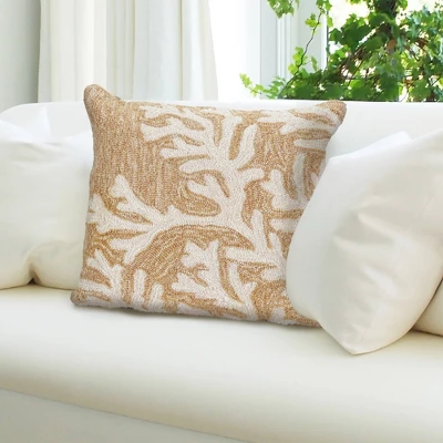 18"x18" Front Porch Coral Design Indoor/Outdoor Square Throw Pillow - Liora Manne - Image 2
