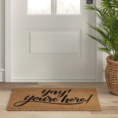 1'6"x2'6" Yay You're Here Coir Doormat Black/Beige - Threshold™ - Image 2