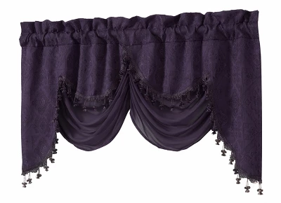 Kate Aurora Georgina Ultra Luxurious Raised Jacquard And Fringed Trimmed Austrian Window Valance - Image 9