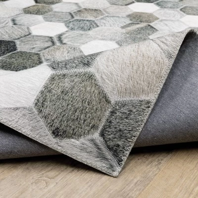 Marcel Geometric Block Animal Print Area Rug White/Gray - Captiv8e Designs - Image 8