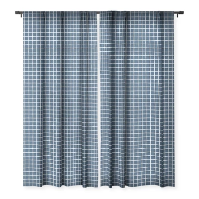 Avenie Grid Pattern Navy 64" X 50" Single Panel Sheer Window Curtain - Society6 - Image 2