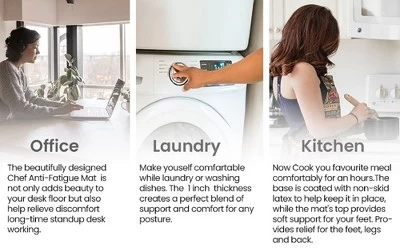 J&V TEXTILES 20" X 55" Oversized Cushioned Anti-Fatigue Kitchen Runner Mat (Black Geo) - Image 2