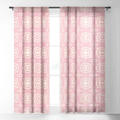 SunshineCanteen Sayulita Pink 50" X 108" Single Panel Sheer Window Curtain - Society6
