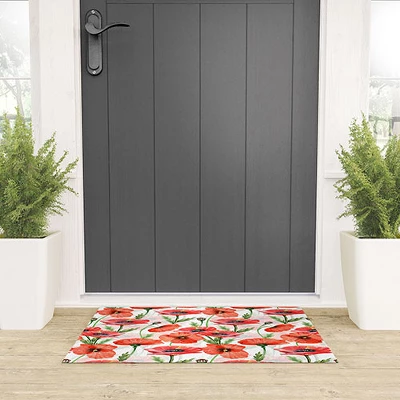 UtArt Summer Botanical Poppies Field Welcome Mat - Society6