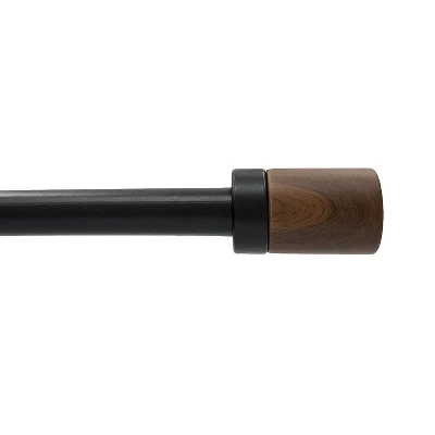 Decorative Drapery Curtain Rod With Maple Wood Cylinder Finials Matte Black - Lumi Home Furnishings - Image 5